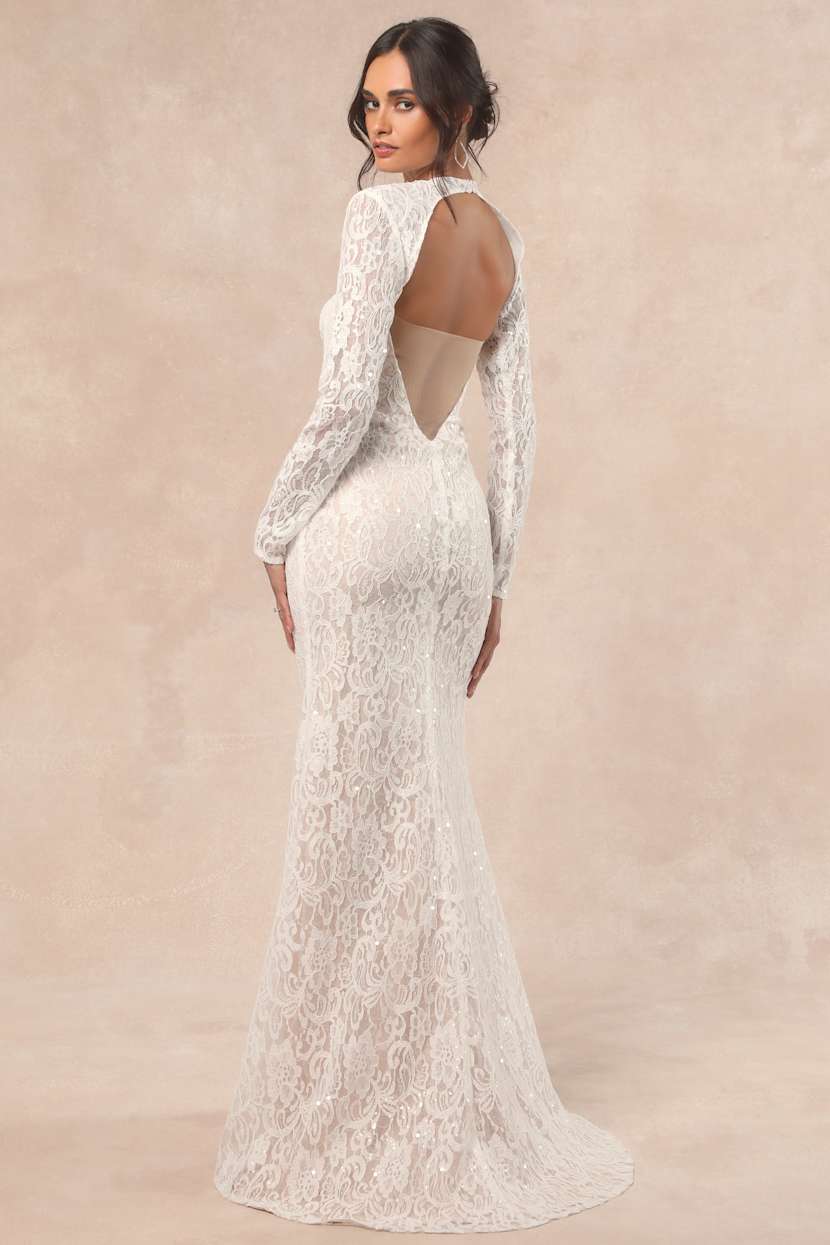 Neska White and Beige Lace Maxi Dress and Shrug Set