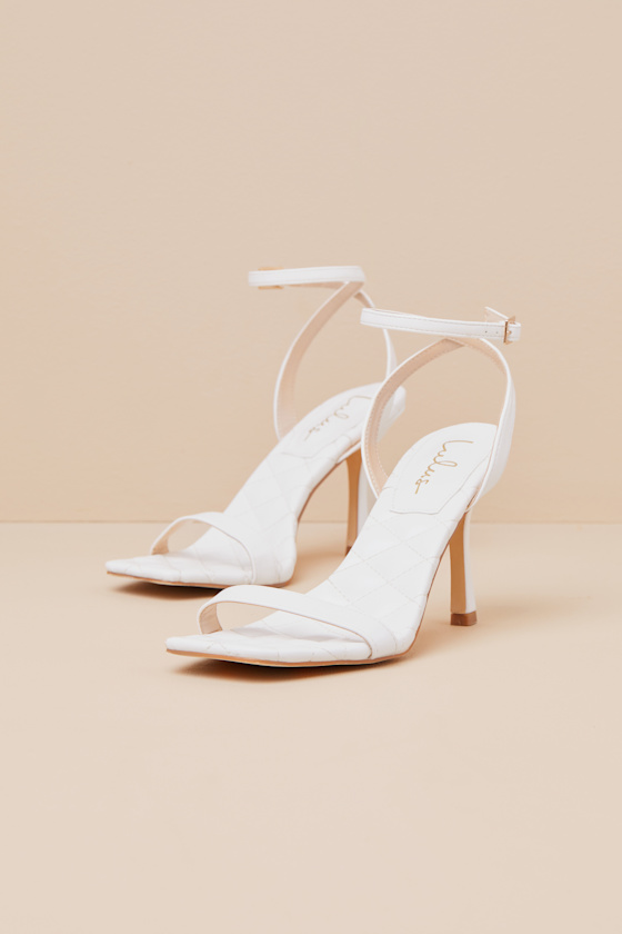 Lulus Bastina White High Heel Ankle Strap Sandals