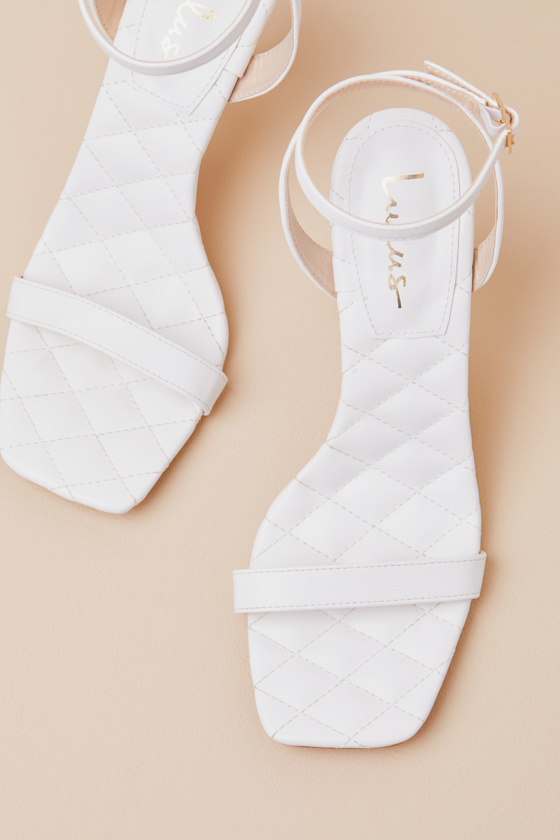 Lulus Bastina White High Heel Ankle Strap Sandals
