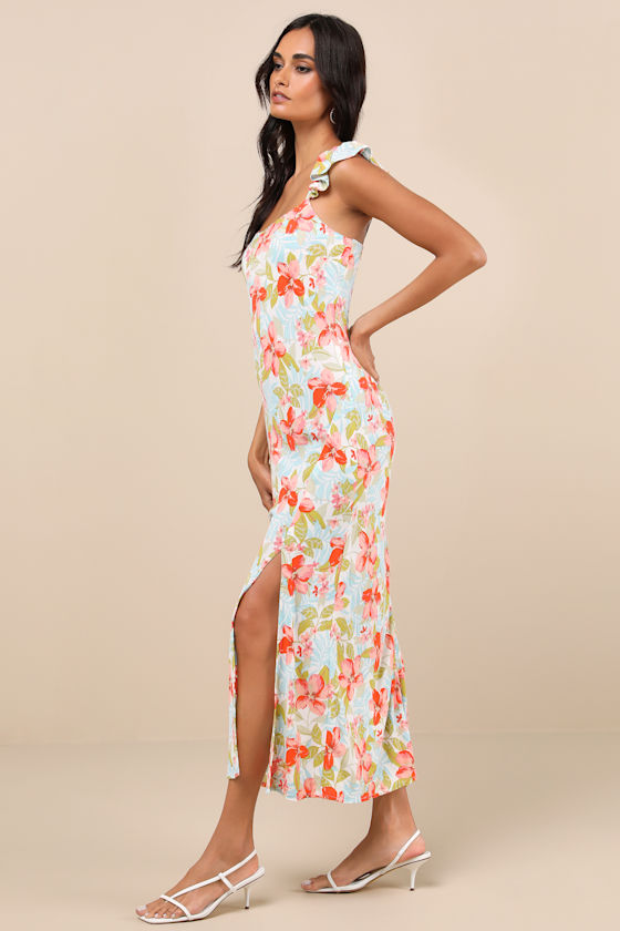 Roxy Daydreamer Blue Multi Tropical Print Midi Dress