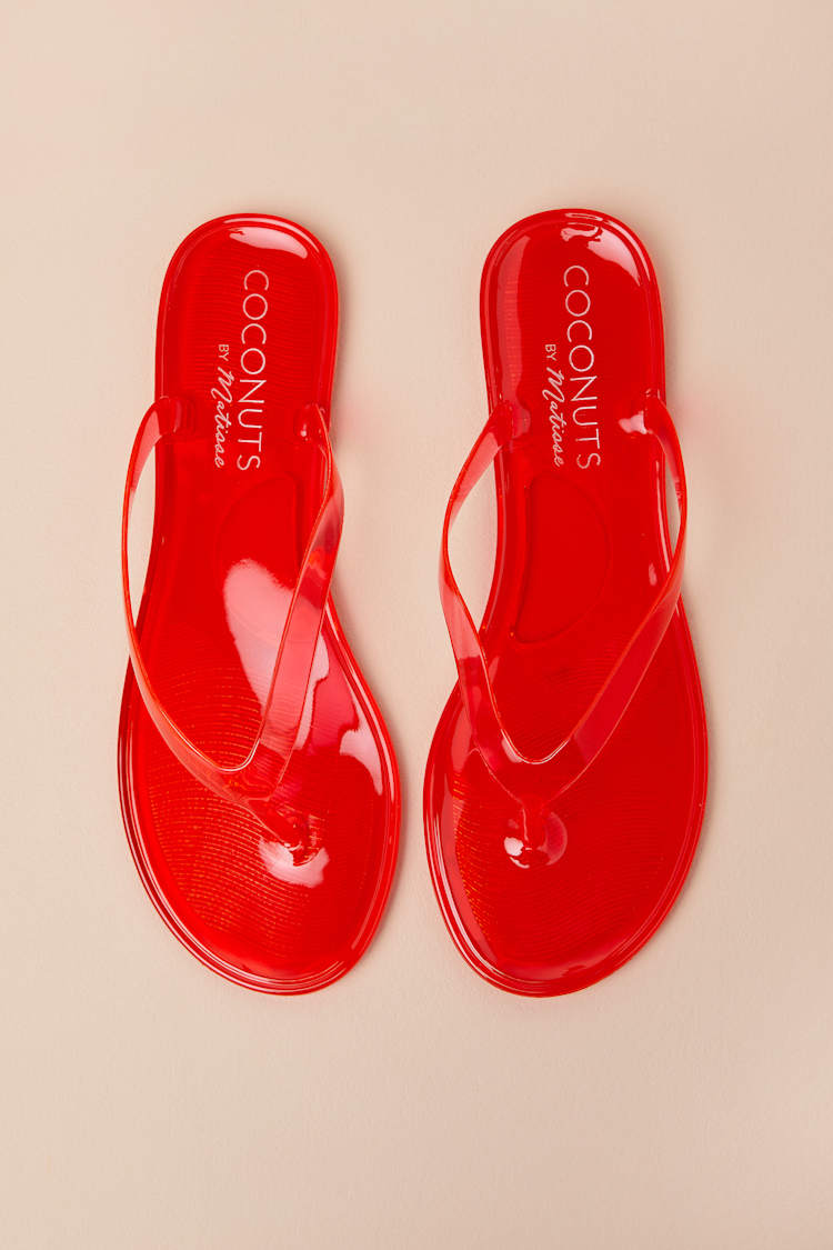 Olsen Red Jelly Thong Flip Flops