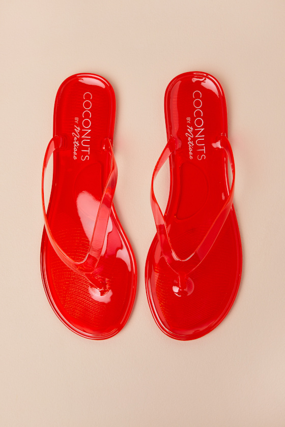 Olsen Red Jelly Thong Flip Flops 2