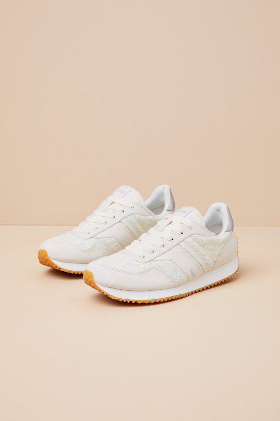 Keds Rena Egret And Cream Floral Lace Lace-up Sneakers