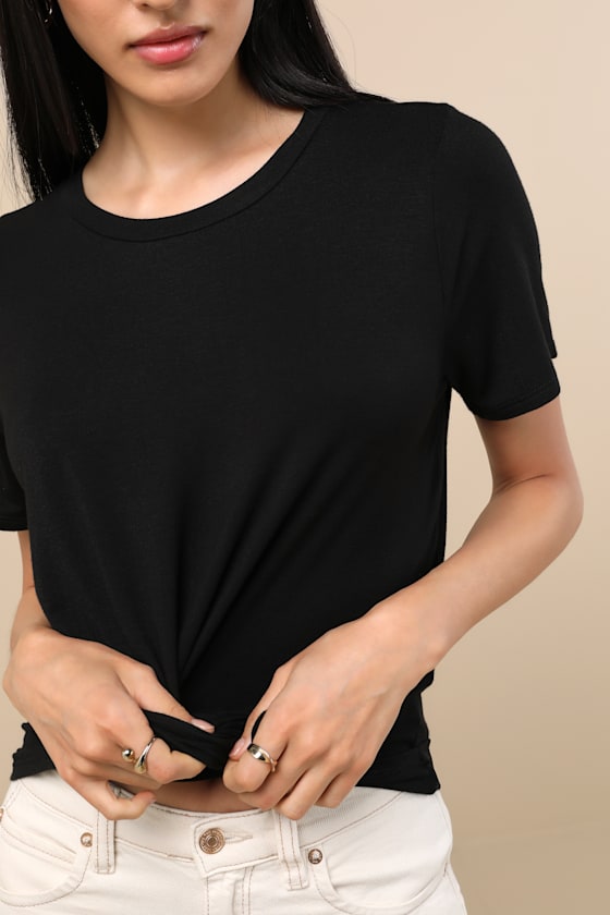 Lulus Skyra Black Crew Neck Tee