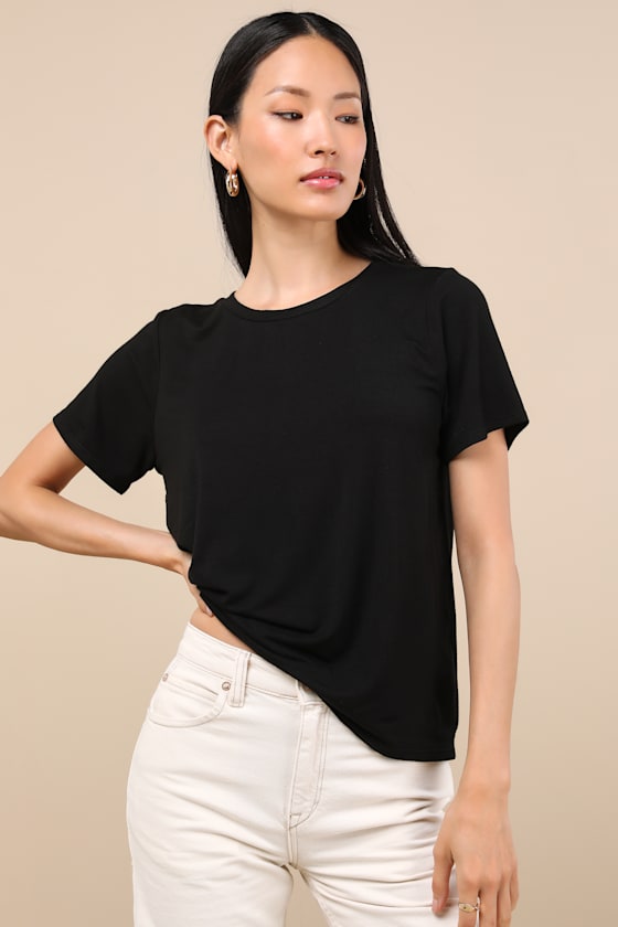 Lulus Skyra Black Crew Neck Tee