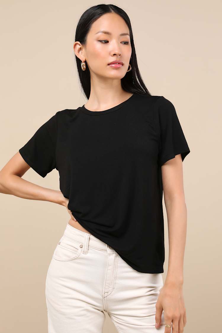 Skyra Black Crew Neck Tee