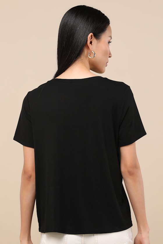 Lulus Skyra Black Crew Neck Tee