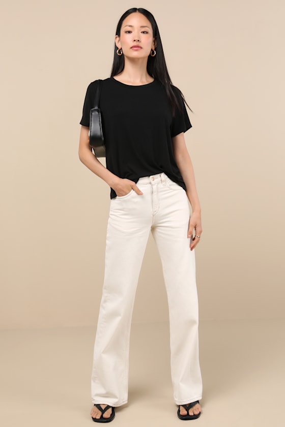 Lulus Skyra Black Crew Neck Tee