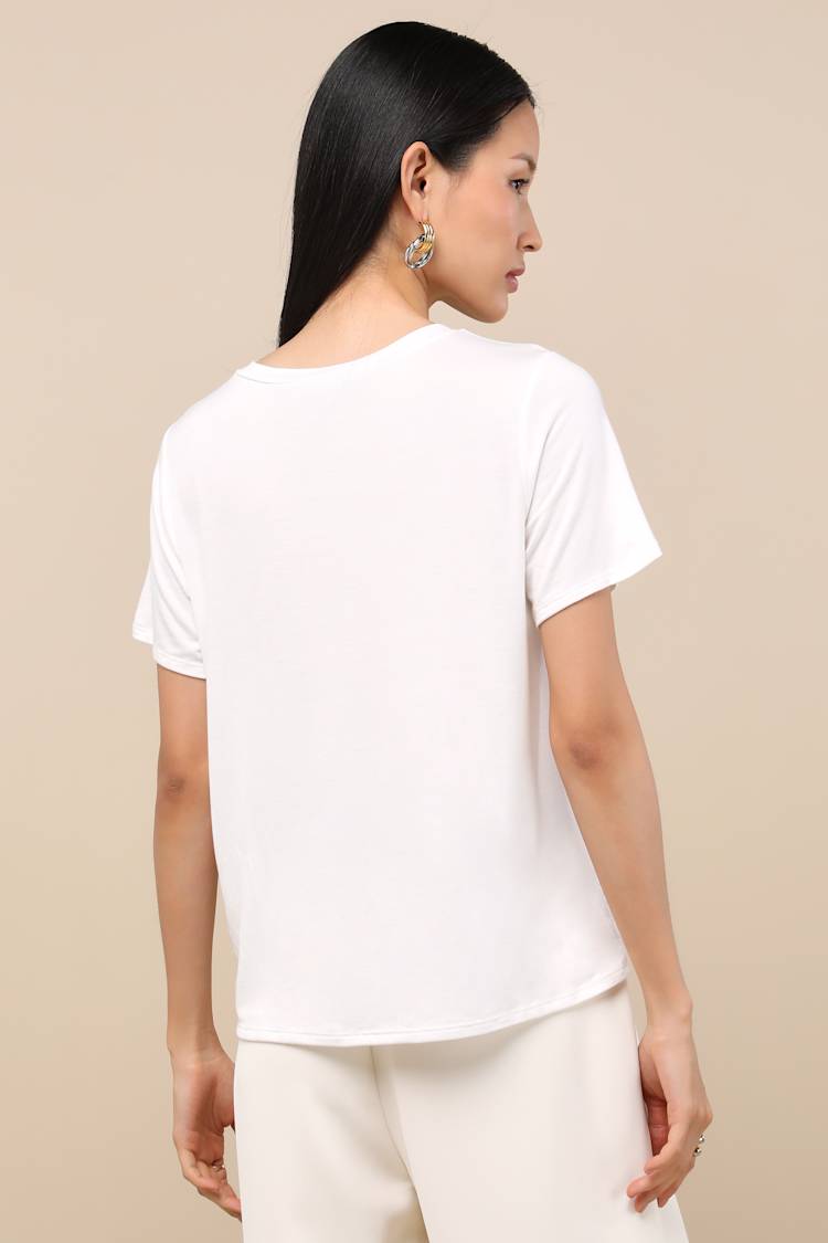 Skyra Ivory Crew Neck Tee