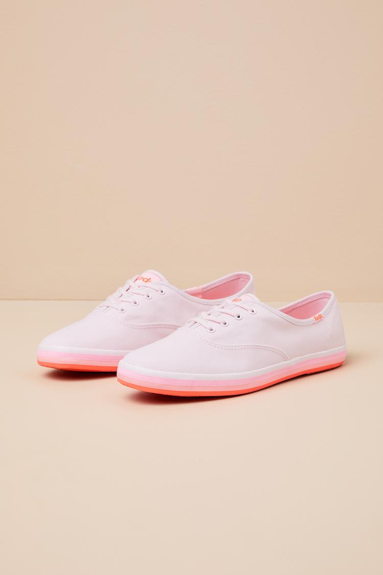 Champion Pink Canvas Foxing Stripe Lace-Up Sneakers