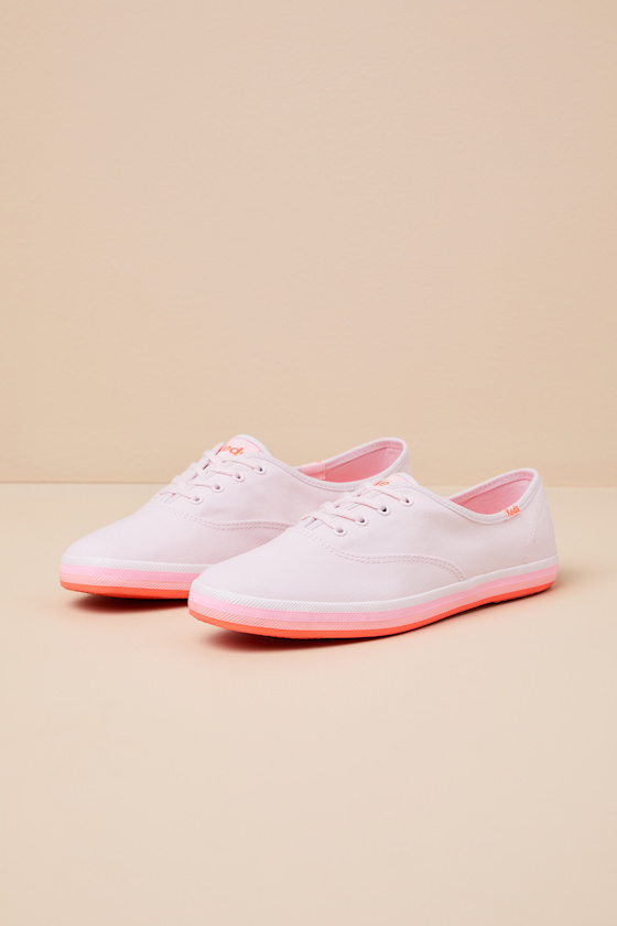 Champion Pink Canvas Foxing Stripe Lace-Up Sneakers 1