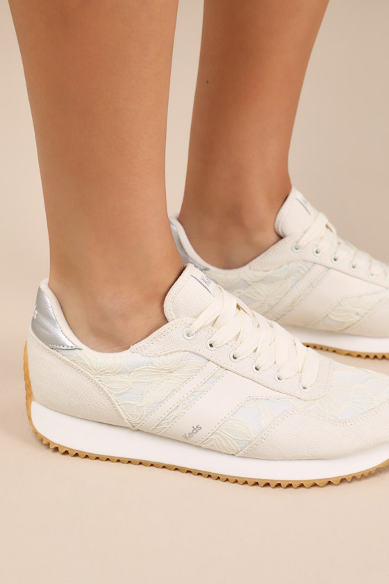 Keds Rena Egret And Cream Floral Lace Lace-up Sneakers