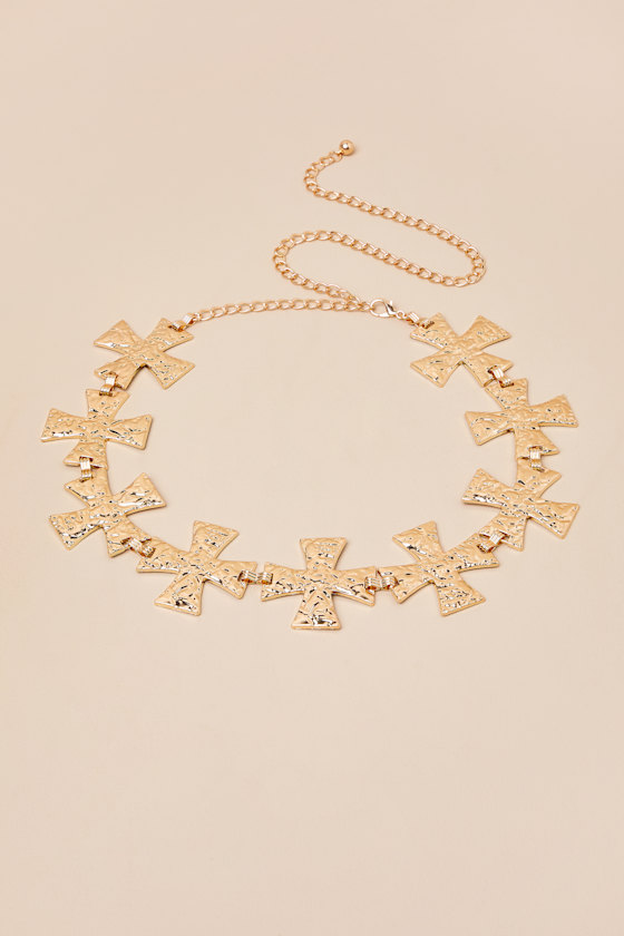 Shop Lulus Jayanta Gold Textured Cross Belt