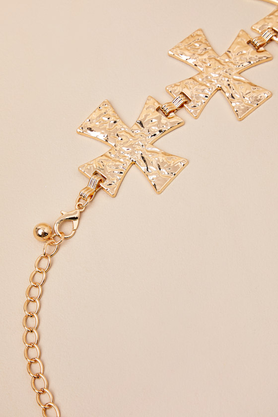 Shop Lulus Jayanta Gold Textured Cross Belt