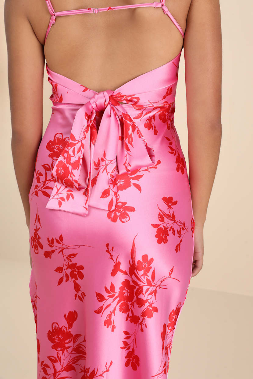 open lace back dress Blush Pink Floral Long Formal Prom Evening Dress Custom Size / Blush Pink main image 0