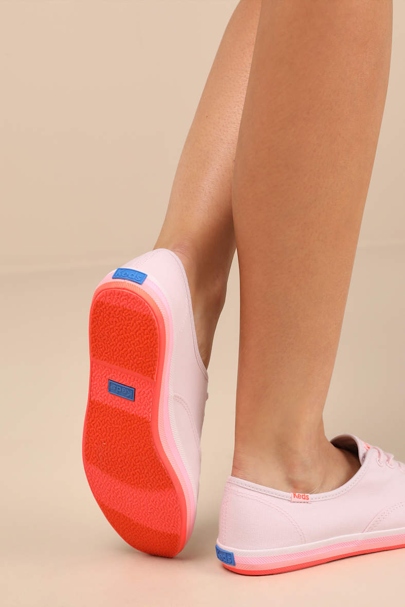 Champion Pink Canvas Foxing Stripe Lace-Up Sneakers