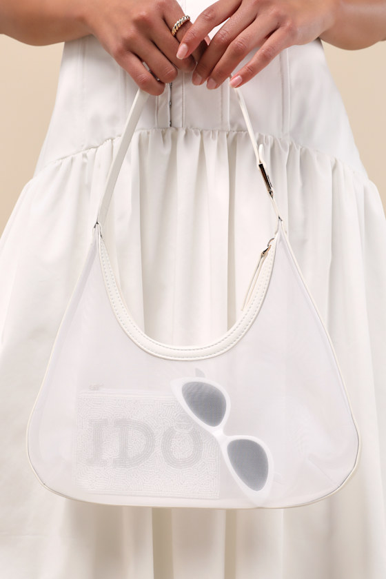 Corentin White Sheer Mesh Shoulder Bag 6