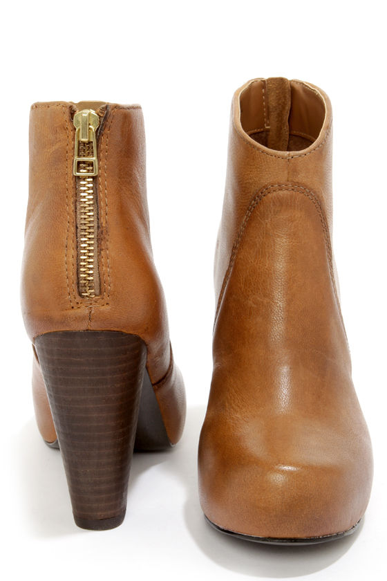 cognac boots with heel