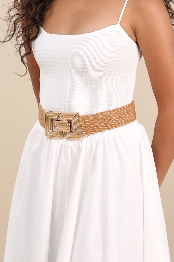 Dajana Tan and Gold Straw Woven Belt 5