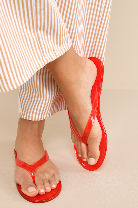 Olsen Red Jelly Thong Flip Flops 1