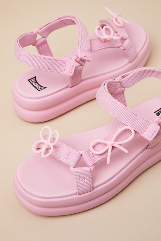 Camper Twins - Pink Flatform Sandals - Strappy Mismatch Sandals - Image 5