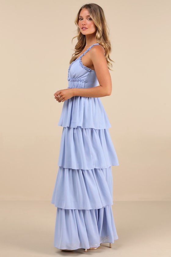 Lulus Olimpia Light Blue Ruffled Tiered Maxi Dress