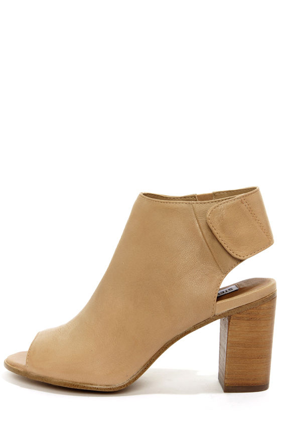 tan peep toe ankle boots