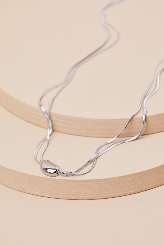 Lulus Carleena Silver Layered Pendant Necklace