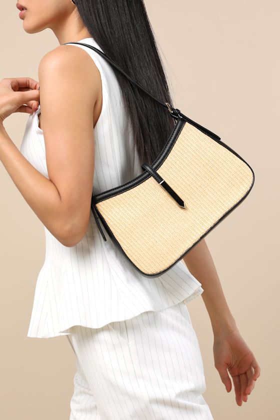 Virna Black Raffia Shoulder Bag 6