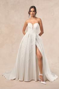 Now and Always White Beaded Embroidered Strapless Gown 6