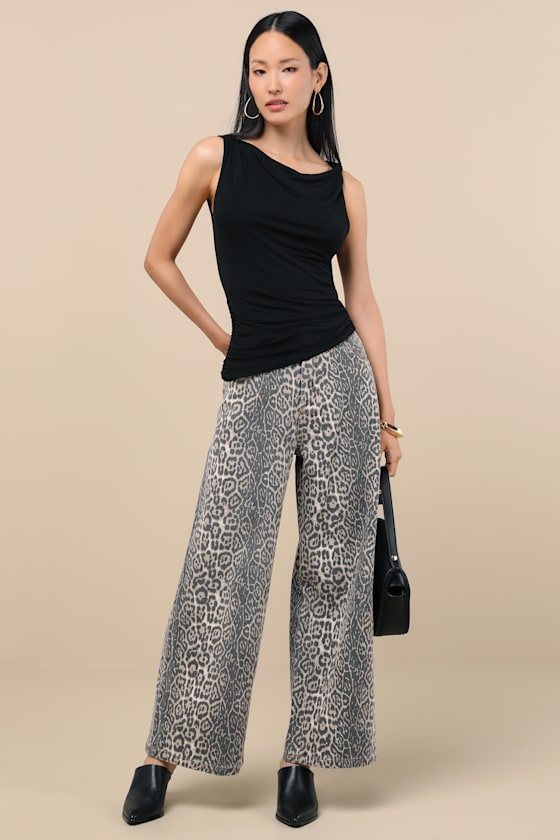 Lulus Linzia Black Jersey Knit Asymmetrical Top