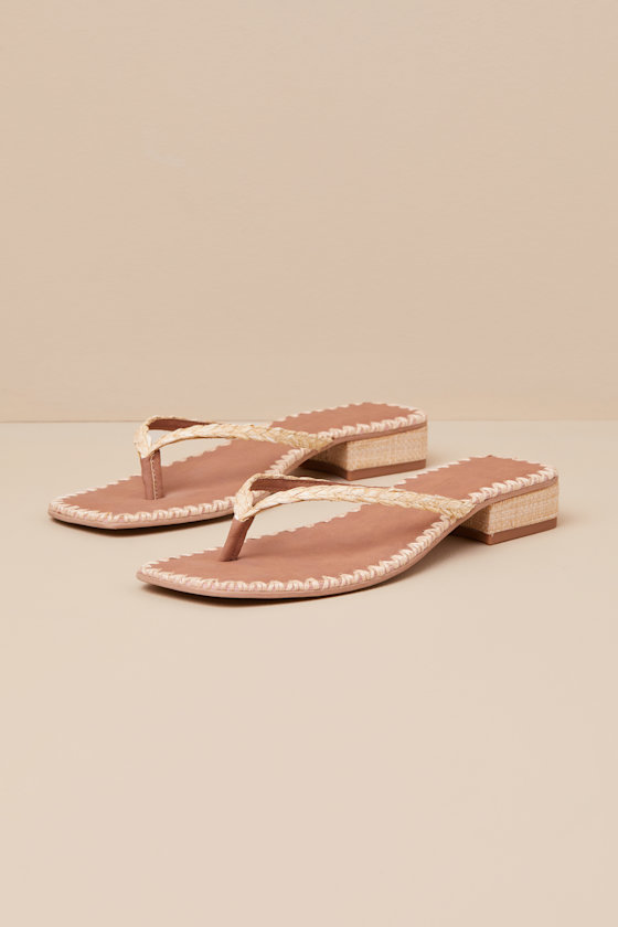 Barty Light Natural Raffia Flip Flop Sandals 1