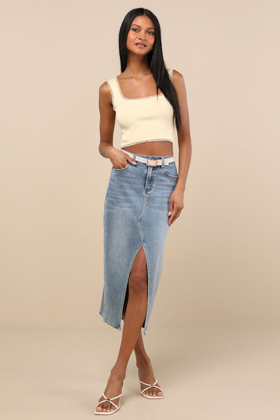 Lulus Josepha Light Yellow Ribbed Knit Ruffled Crop Tank Top