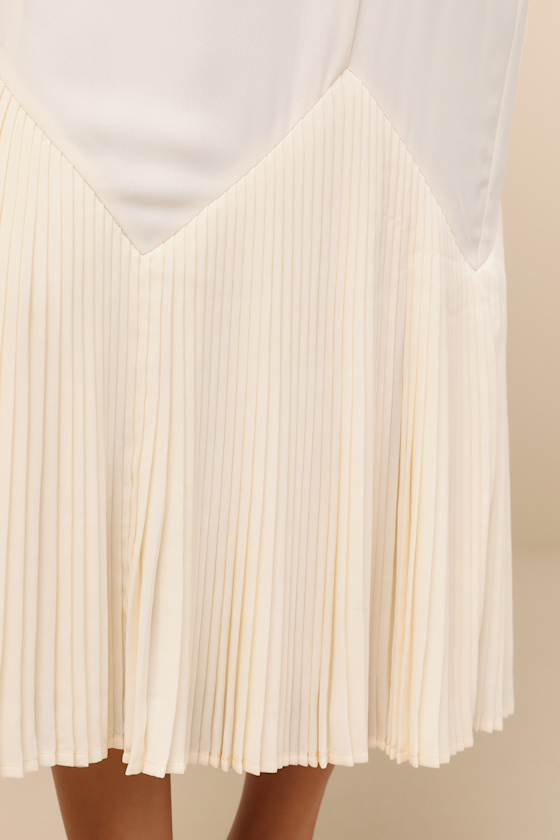 Lulus Channa Ivory Pleated Hem Midi Dress In Animal Print