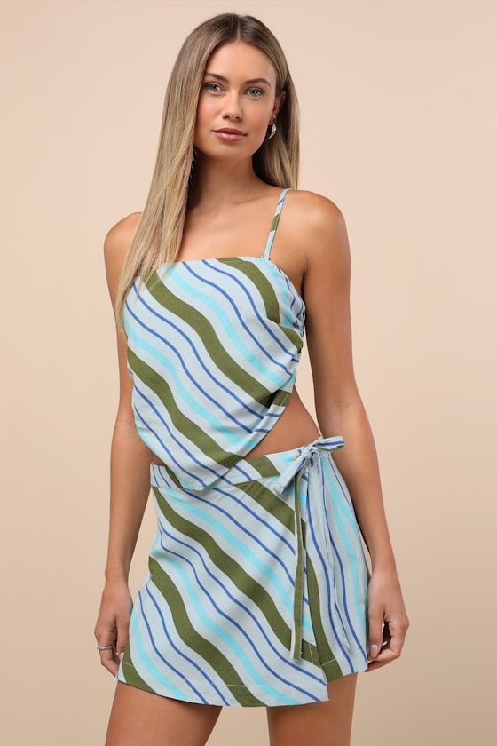 Shop Roxy Wild At Heart Blue Striped Handkerchief Cami Top
