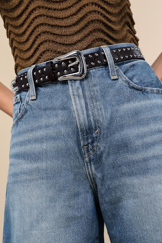 RGWYGCG Men Women Studded Belt, Metal Alloy Pin Buckle Punk