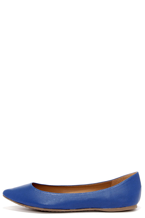 blue pointed flats
