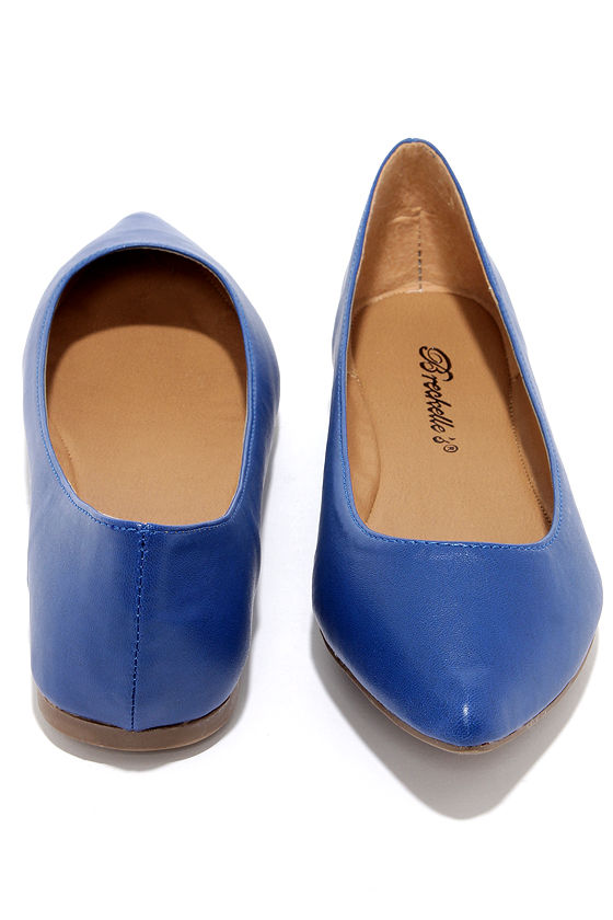 blue pointed flats