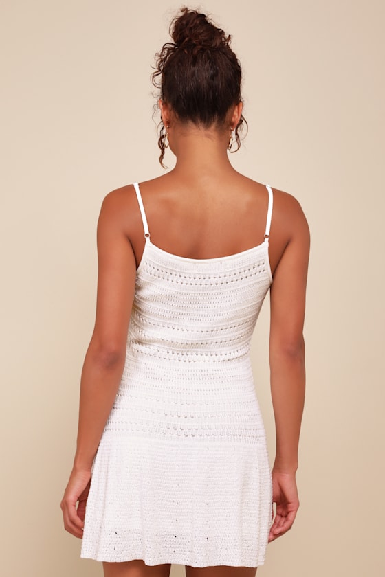 Palm Springs Sweetie White Sweater Knit Sleeveless Mini Dress 6