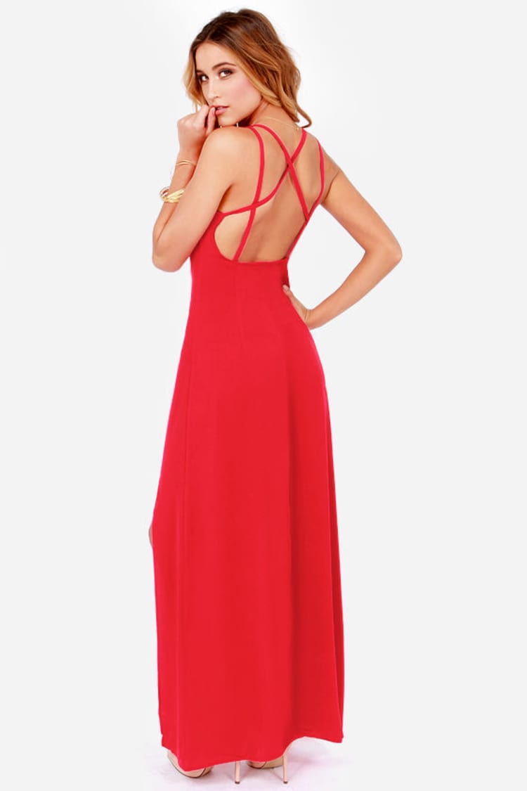 Sexy Backless Dress - Red Dress - Maxi Dress - Slip Dress - $57.00