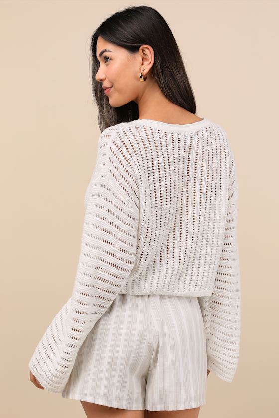 Lulus Minna Ivory Open Knit Dolman Sleeve Sweater