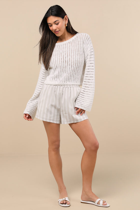 Lulus Minna Ivory Open Knit Dolman Sleeve Sweater