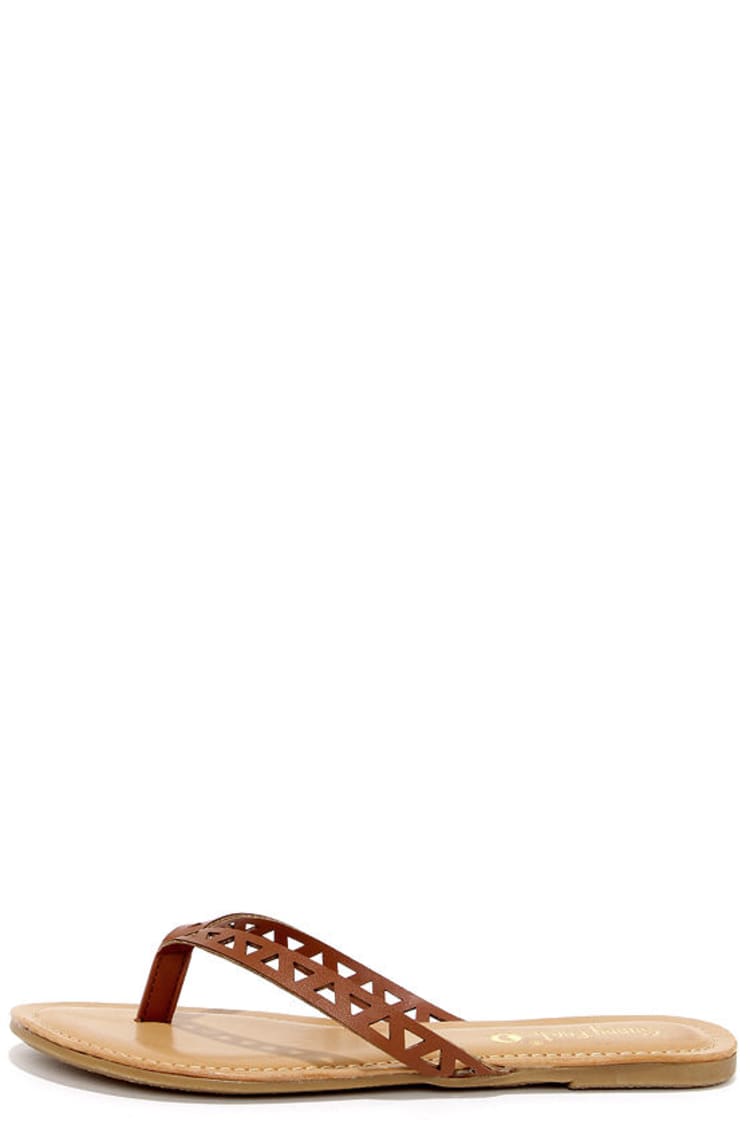 cute brown flip flops