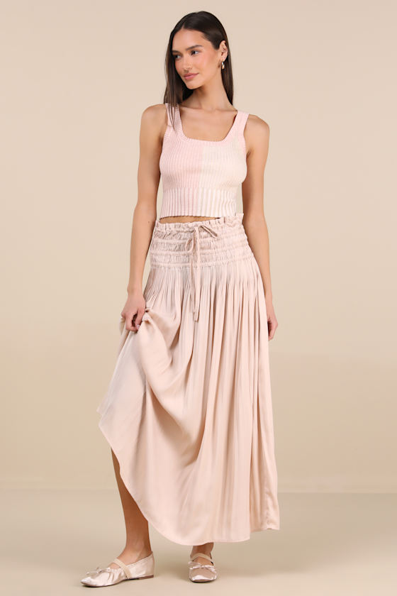 LULUS MADE TO BE MOD BLUSH COLOR BLOCK RIBBED CROPPED TANK TOP