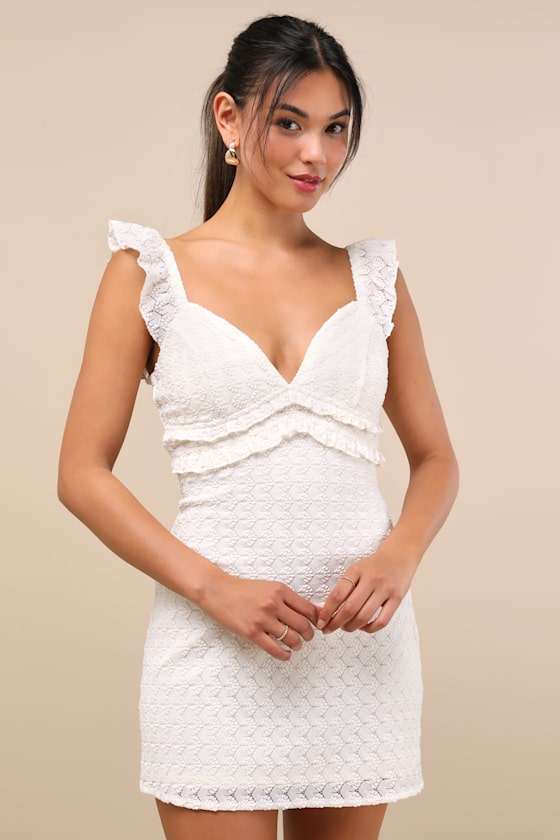 ★ADAUL★ Volume v neck mini dress ivory Shop the Ashe Crossover Back V Neck Mini Dress White
