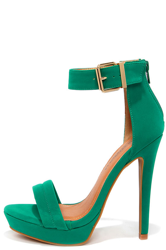 Pretty Jade Green Heels - Ankle Strap 