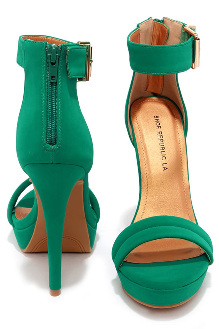Pretty Jade Green Heels - Ankle Strap Heels - Dress Sandals $36.00 -
