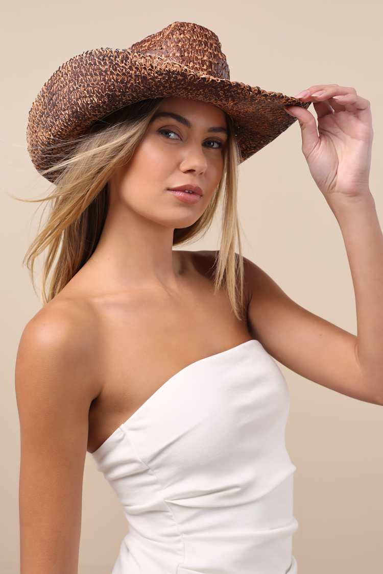 Dark Brown Straw Hat - Woven Western Hat - Tea Stain Cowboy Hat - Lulus Dark Brown Straw Hat - Woven Western Hat - Tea Stain Cowboy Hat - Lulus