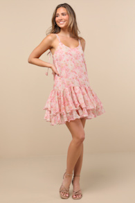 Daniella Pink and Yellow Floral Swing Mini Dress 5