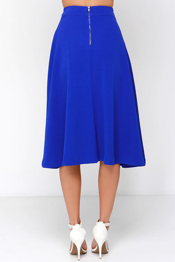 Lovely Cobalt Blue Skirt - Midi Skirt - High-Waisted Skirt - $94.00